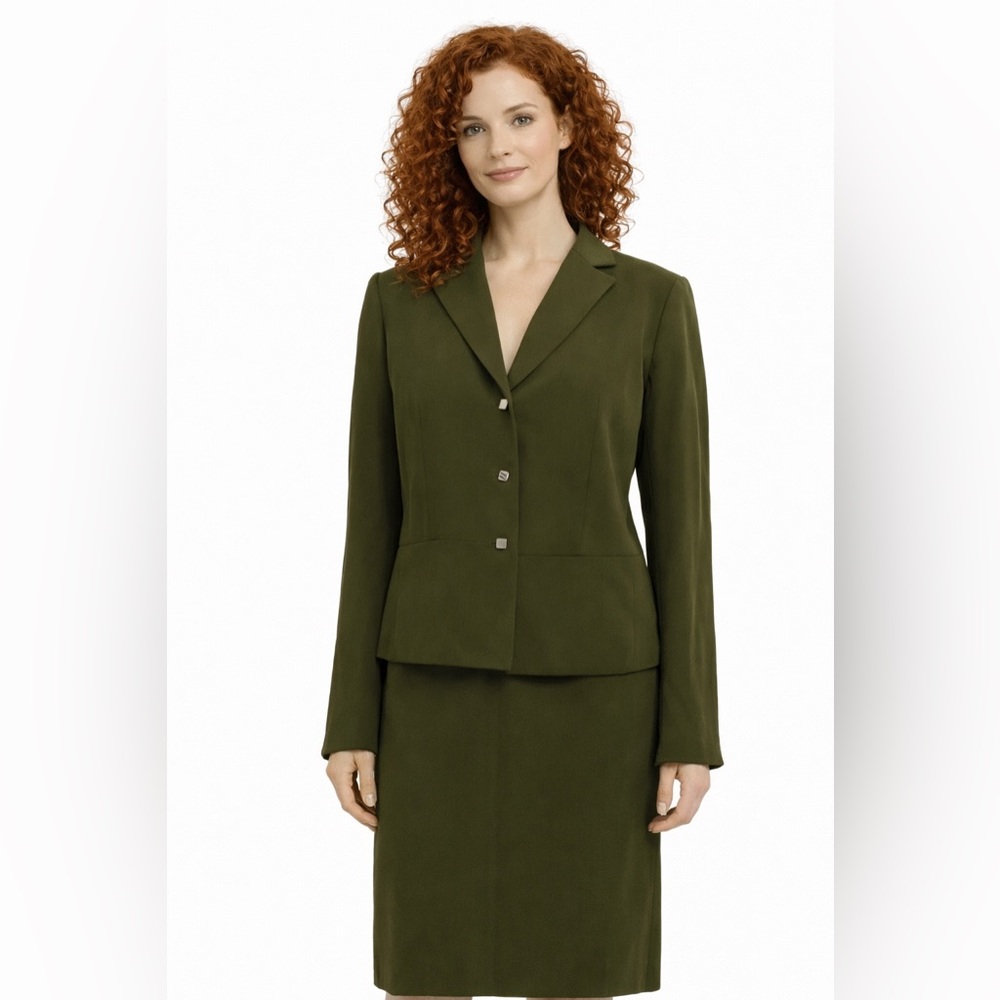 Stresa Lined Suit Blazer/Skirt Green Size 16